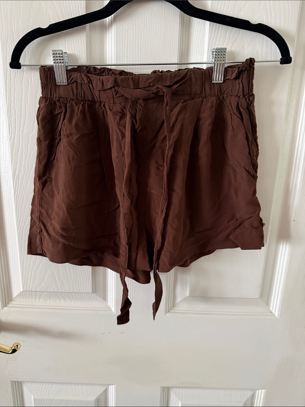 High-Waist Brown Tie-Front Women's Shorts